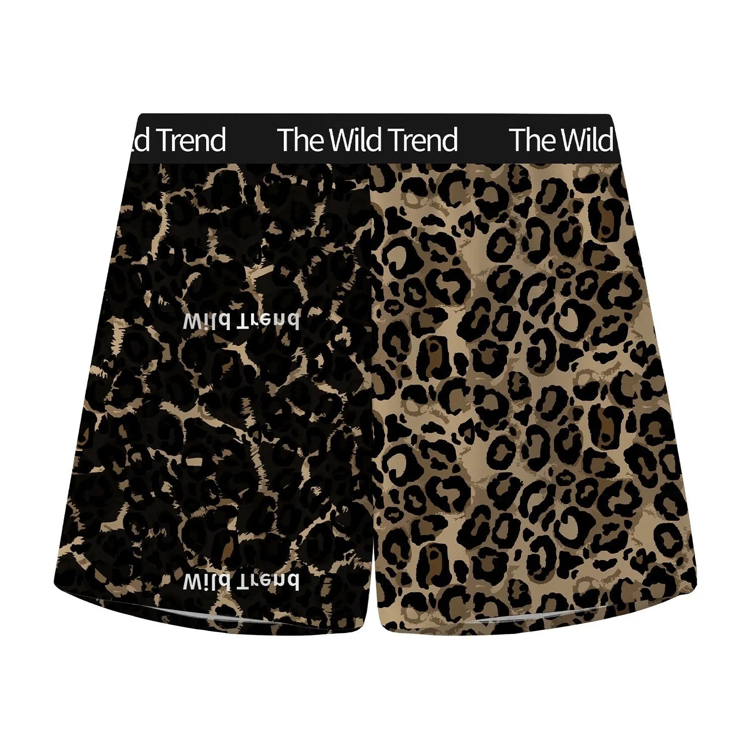 Men's leopard print woven shorts in ice silk fabric with quick-drying function