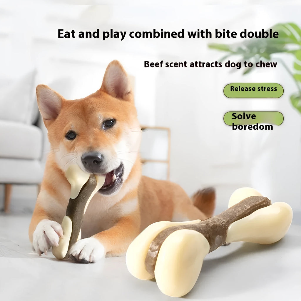 Cowhide nylon bone grinding rod chew toy for dogs in small and large size options