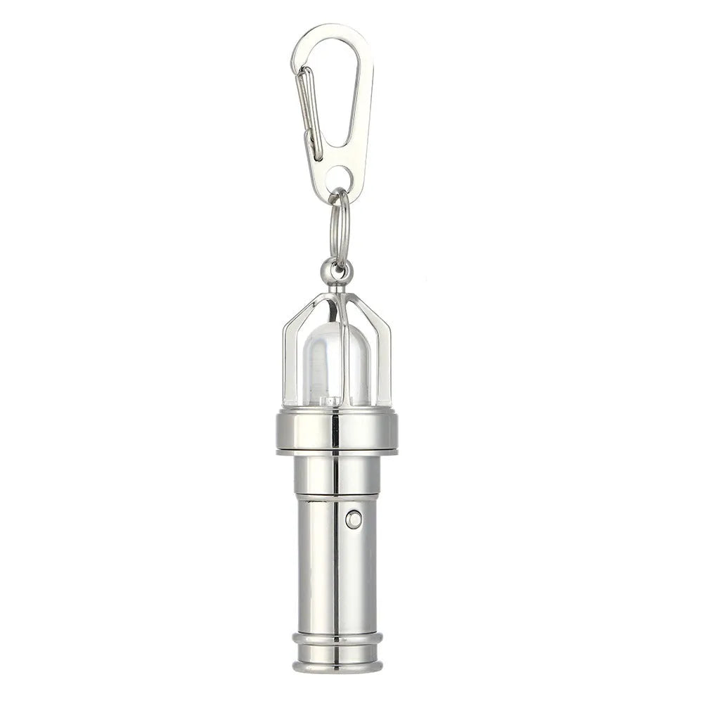 Titanium steel lighthouse flashlight key pendant necklace, unisex sports style, gold or steel colour, square pearl chain
