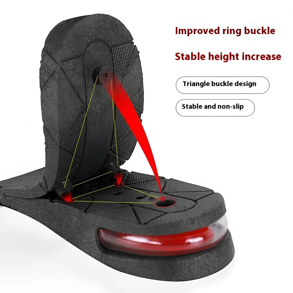 Black height increasing insoles for women and men, half and full pad options from 3cm to 7.5cm, sizes 35-44