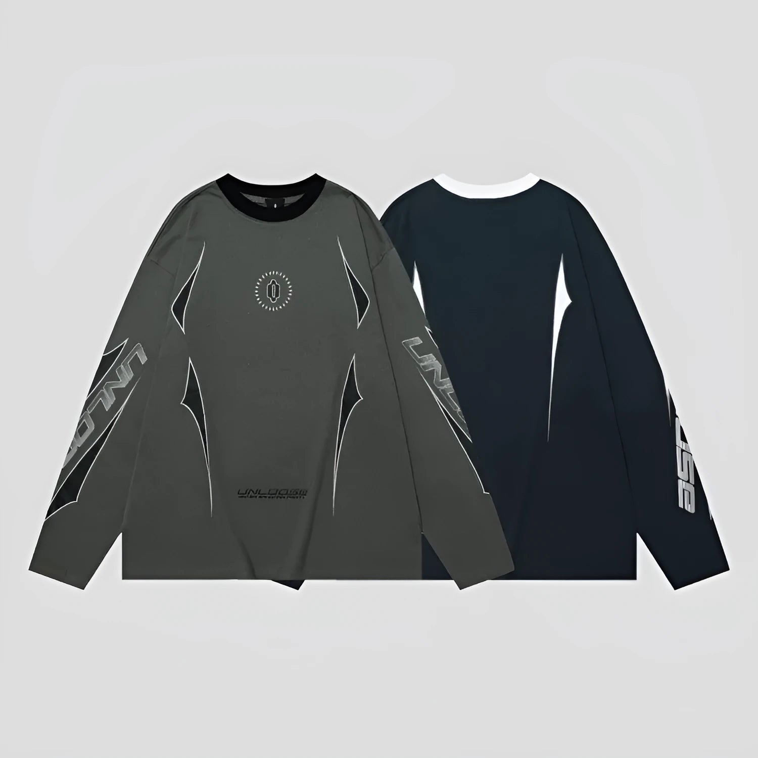 Gray khaki drop shoulder loose fit cotton pullover sweatshirt with round neck and long sleeves.