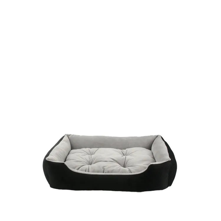 Fine velvet pet bed with removable pad in Khaki, 60x42x14cm size for medium dogs