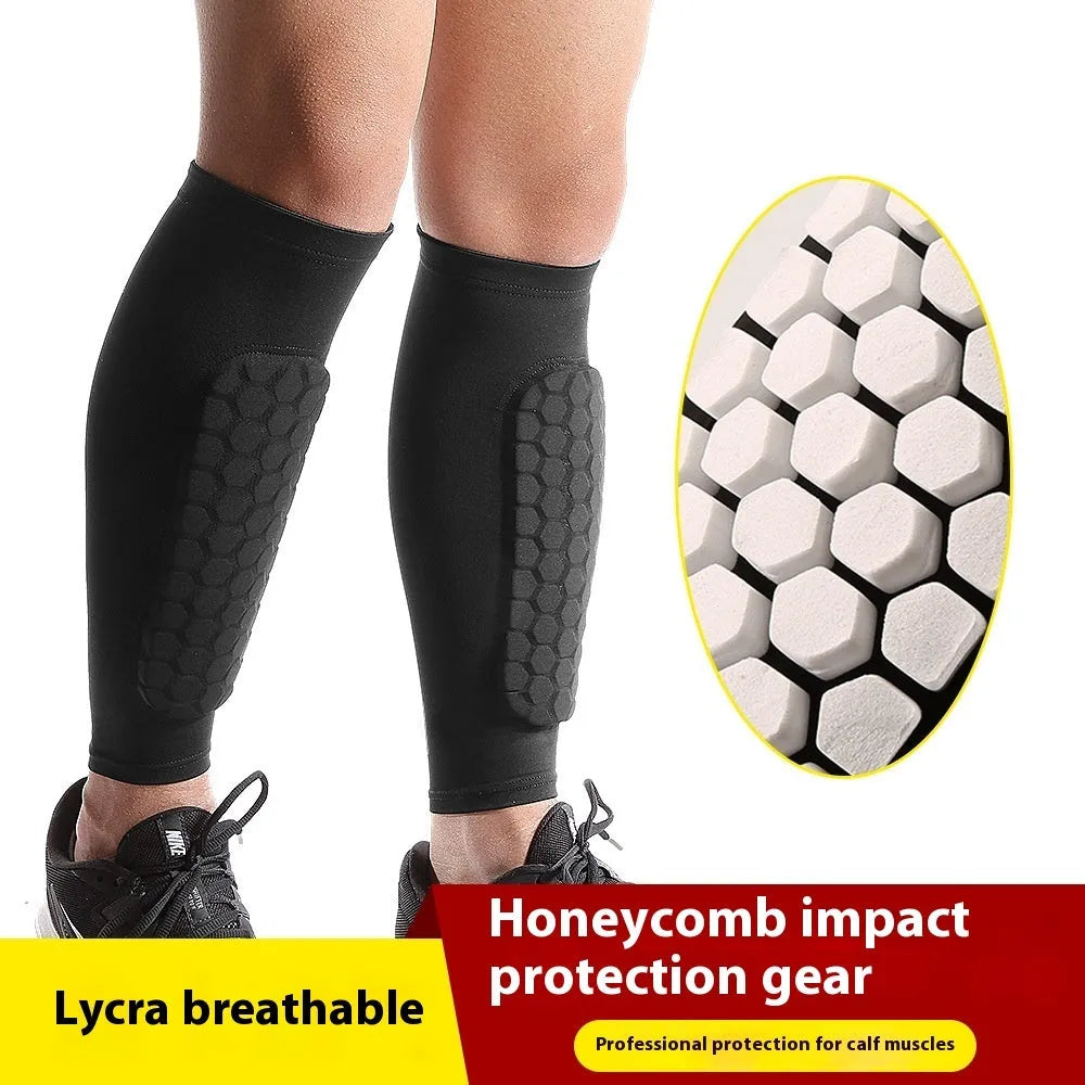 Nylon honeycomb anti-collision leg protector in orange for outdoor sports, size M available