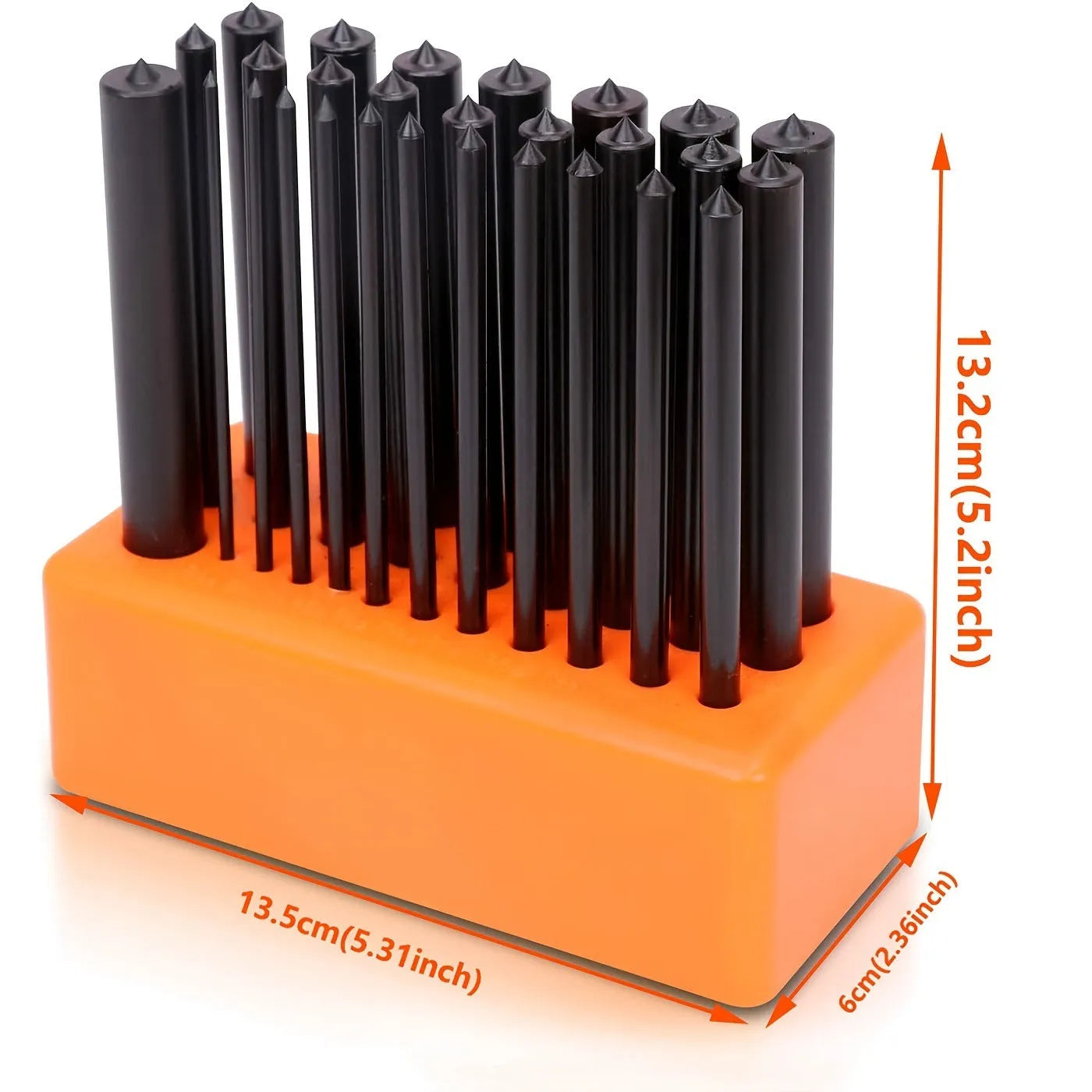 Orange punch needle set with metal punch head mould for textile craft projects