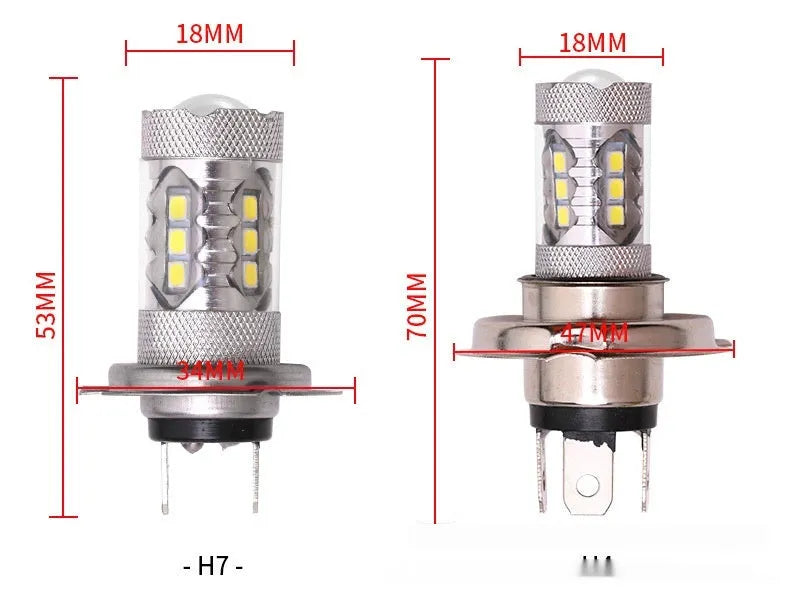 Car high power front fog-proof light with 6000K white beam, aluminium housing, 47x70mm