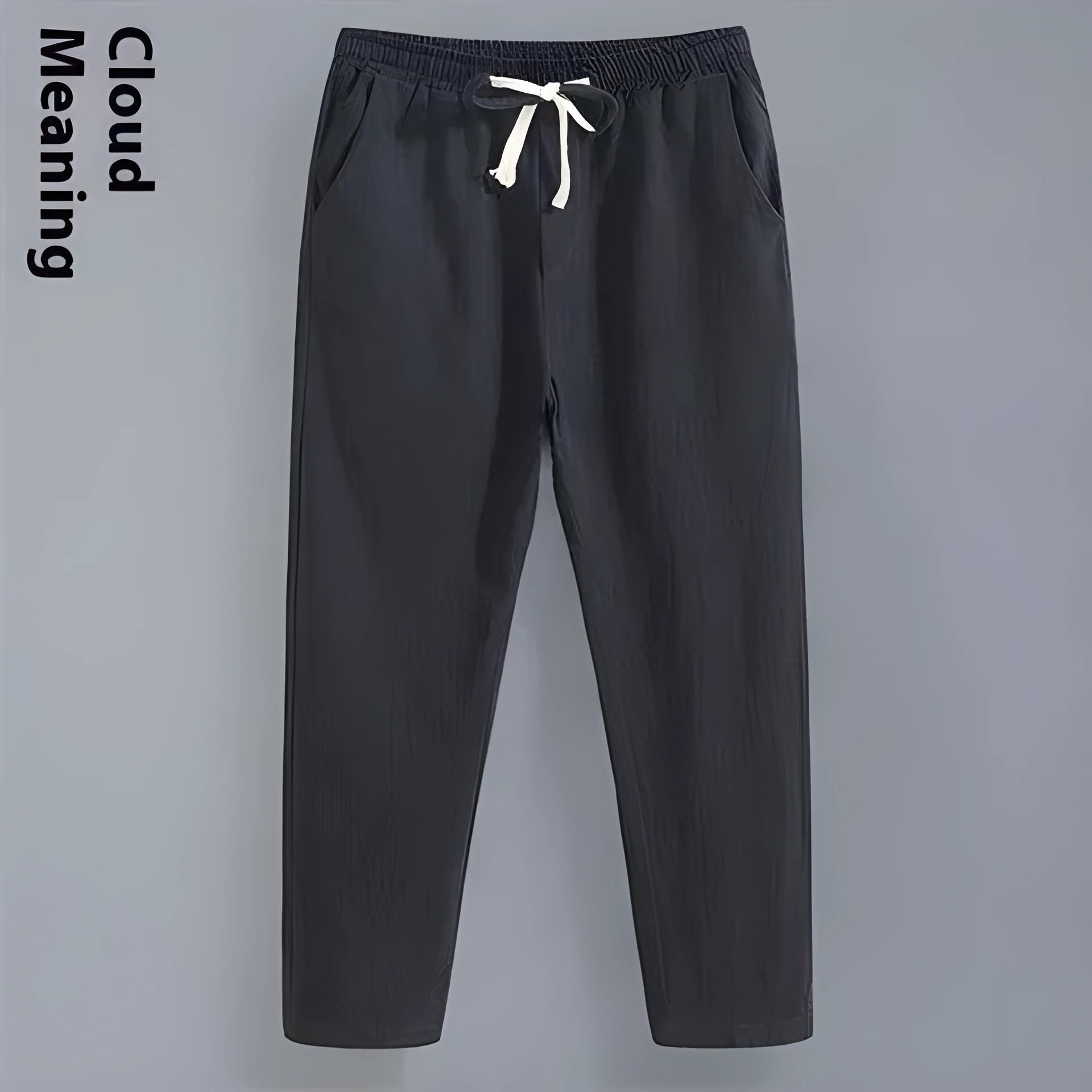 Men's cotton blend linen Tang suit cropped pants in high-waist straight-leg style