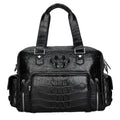 Genuine crocodile leather men's travel handbag, 44x28x18cm, black or brown, with cowhide lining and shoulder straps