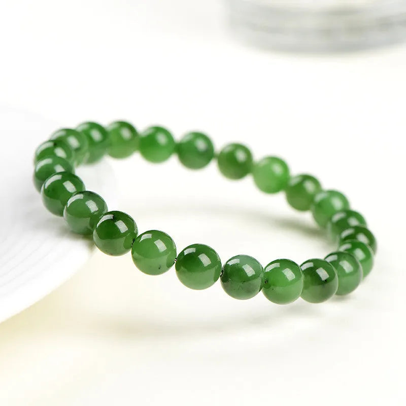 Natural Jasper ball bracelet on Hetian jade strand, showing polished beads in one of five available sizes.