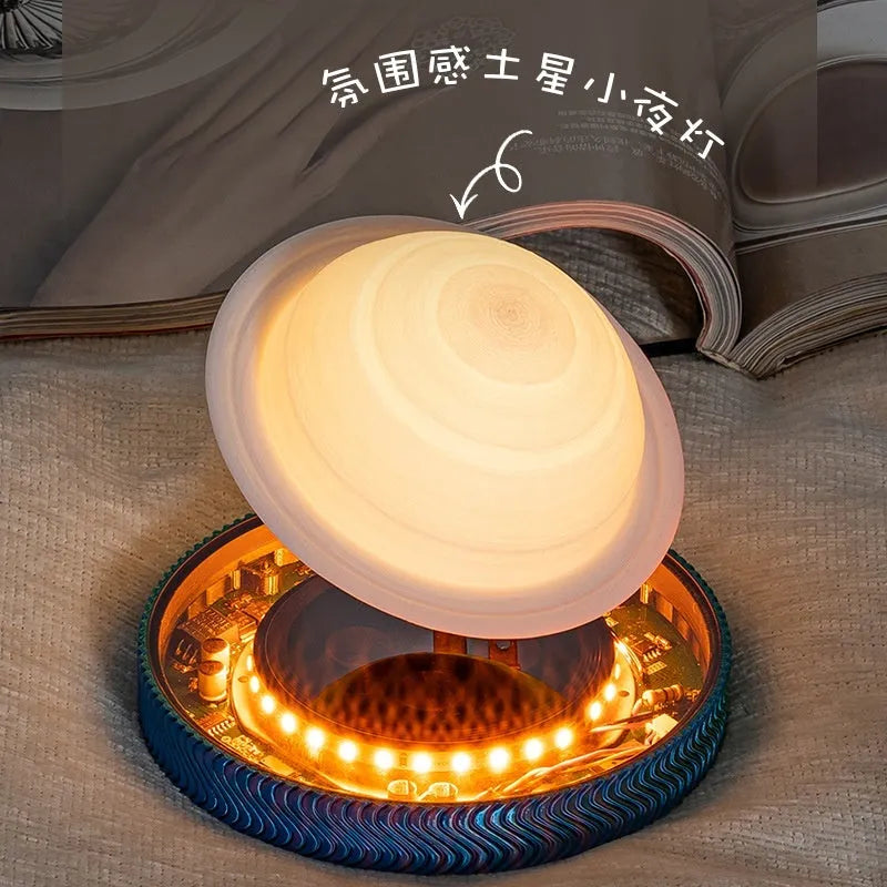 Magnetic suspension moon night lamp, a 3D-printed decorative ornament in suspended Moon, Saturn, or bulb design.