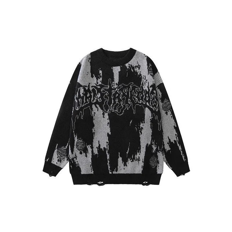Men's 3D printed thick knit sweatshirt in black or dark green, loose fit polyester hoodie, sizes XS-4XL