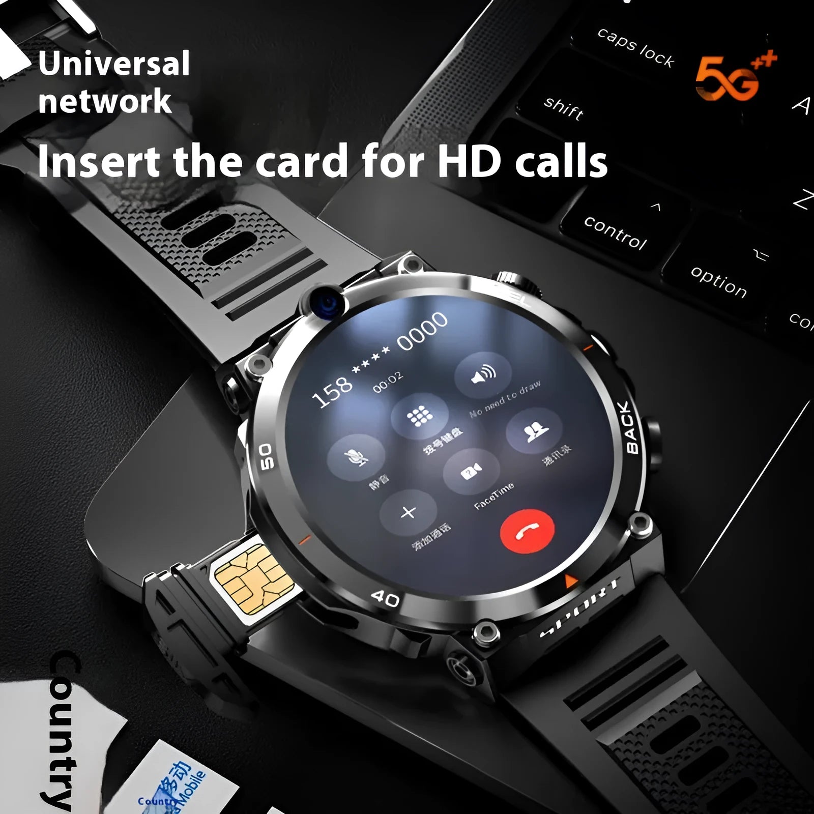 Sports smartwatch with dual cameras, TFT touch screen, heart rate monitoring and NFC functionality