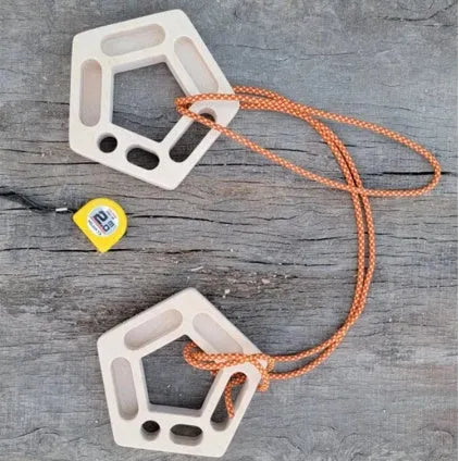 Wooden climbing training board with pentagonal round design for finger strength exercises