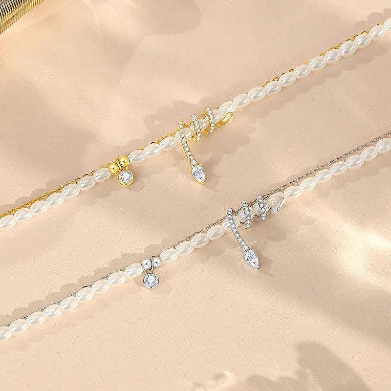 Women's sterling silver snake zodiac bracelet with geometric design in gold or white gold finish