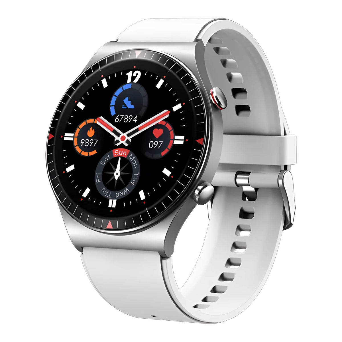 Bluetooth call smart watch with music recording, 1.28 inch screen, black or white, TPU silicone strap