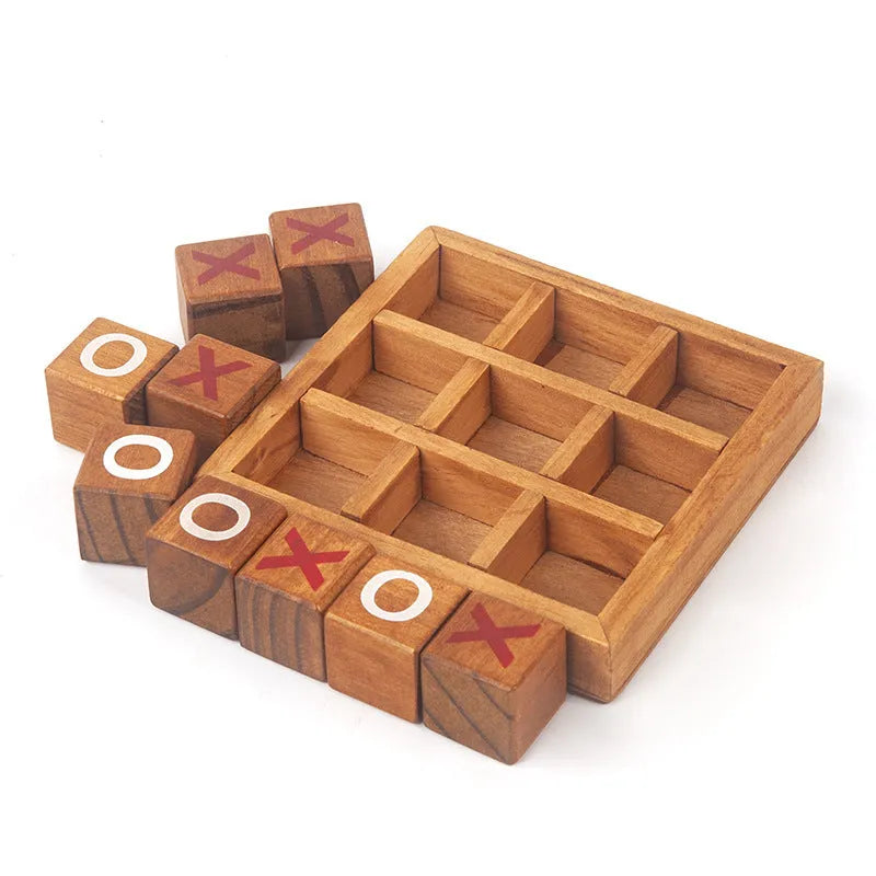 Children's wooden XO Chess board game on table for intellectual development ages 0-6