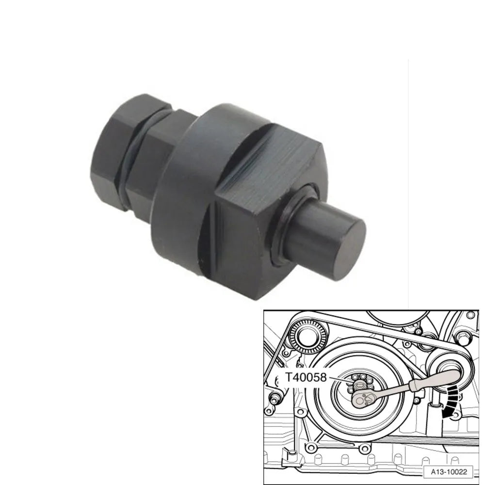 Aodi T40058 crankshaft rotating sleeve and timing tool adapter with directional arrows on guide pin