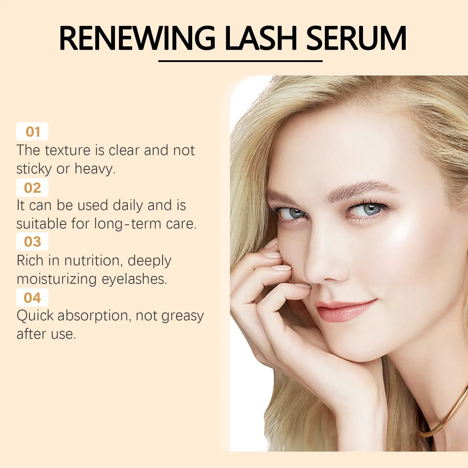 3ml bottle of eyelash nourish liquid serum with dropper applicator