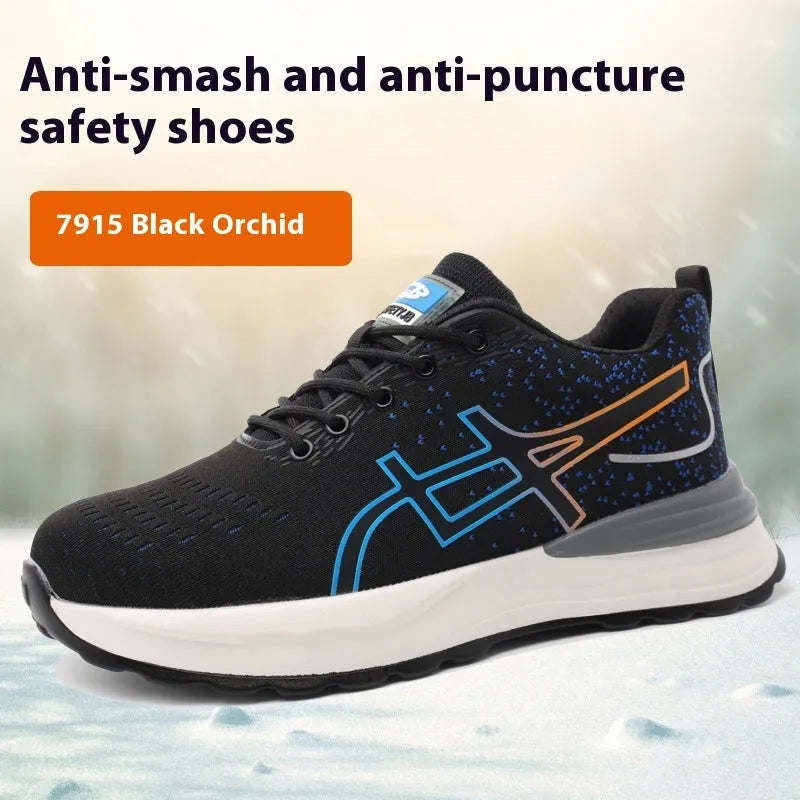 Brown labour protection shoes with leather upper and rubber sole, anti-smashing and puncture resistant design