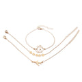 Set of three women's bohemian bracelets with heart-shaped aircraft map charms in alloy.