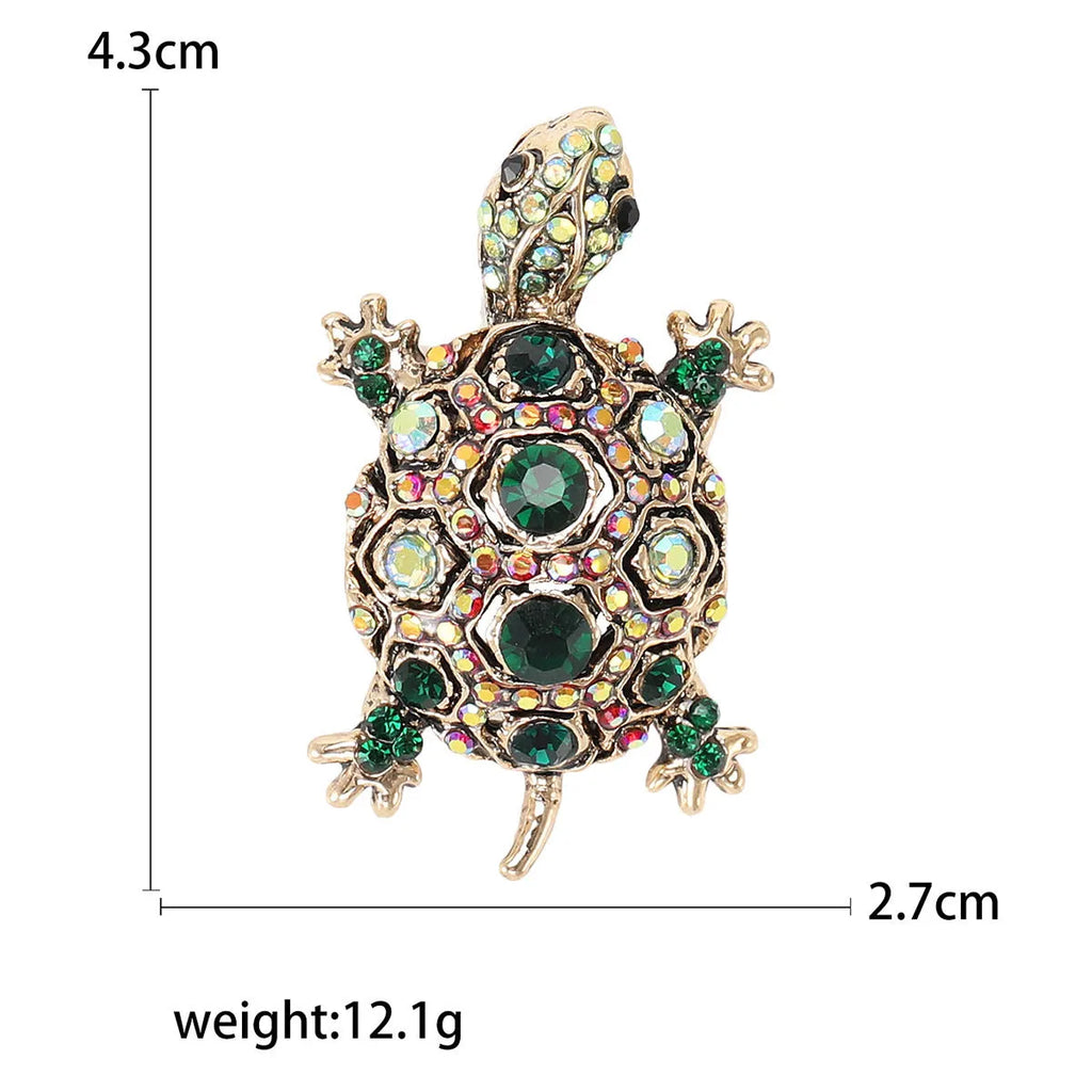Retro rhinestone turtle brooch in alloy with blue, green and red colour options
