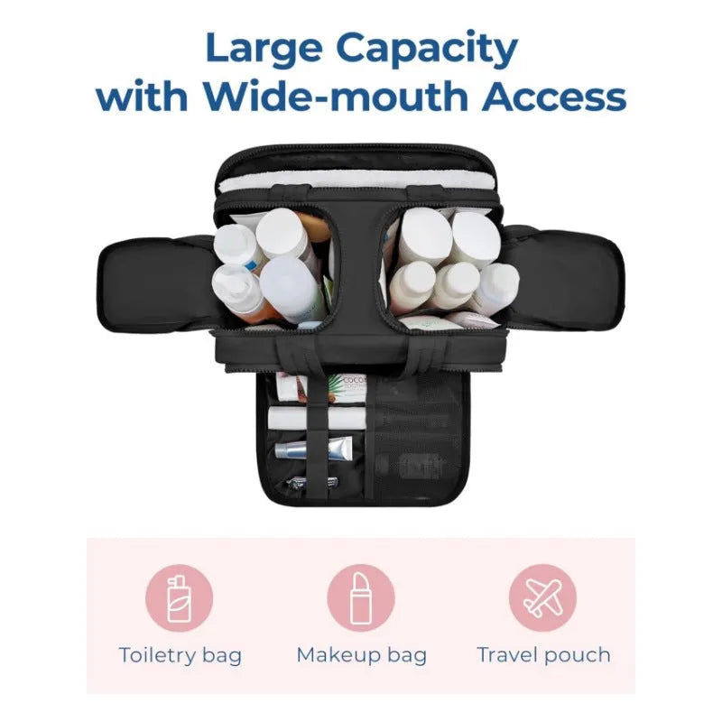 Large open travel toiletry bag with fluffy lining in multiple colour options.