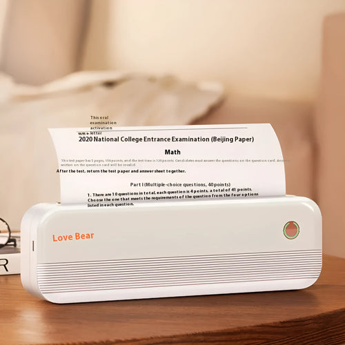 Ailixiong P40 mini portable thermal printer showing compact design and thermal paper mechanism