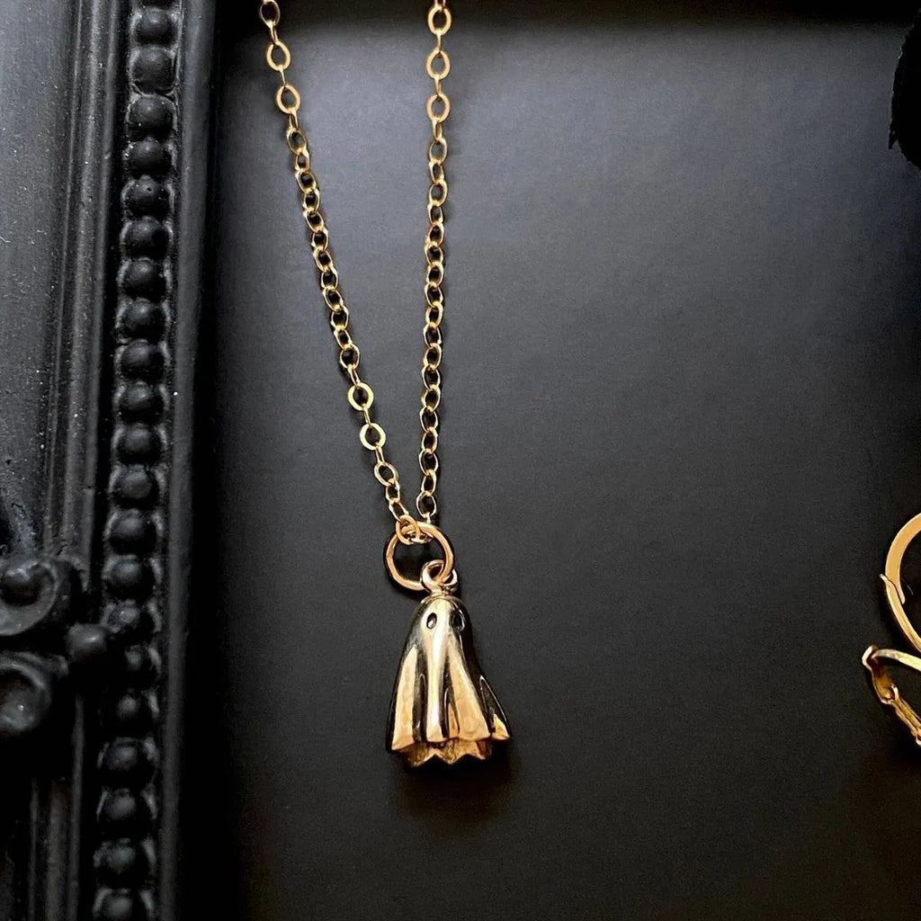 Ghost pendant necklace with titanium steel pendant and stainless steel twisted chain