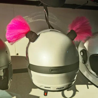 Pair of 8cm tall braid decorations with adhesive backing for motorcycle helmet customisation