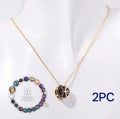 Natural stone beaded choker necklace and matching bracelet set handcrafted jewellery