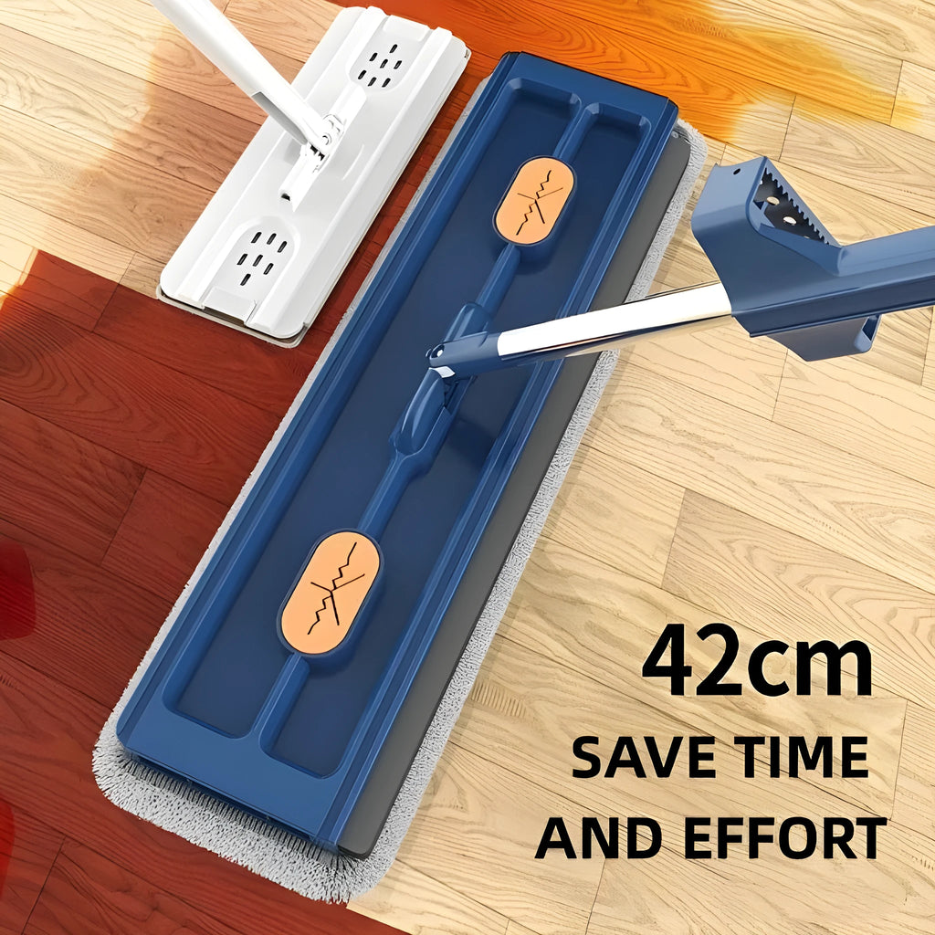 Large flat mop with 360-degree rotating head and stainless steel handle for home floor cleaning