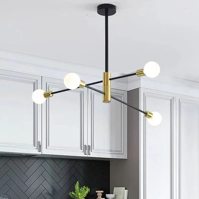 Nordic chandelier ceiling light, 65cm, 220V, available in 6, 8 or 10 heads with fully golden finish option