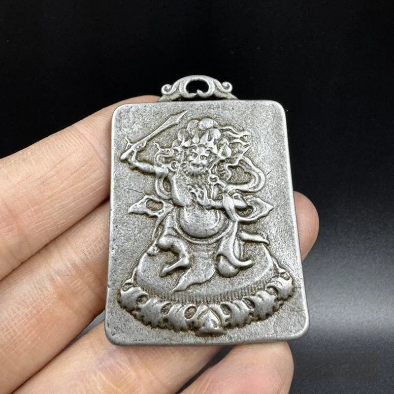 Antique Chinese-style iron pendant with geometric Yamantaka hanging ornaments