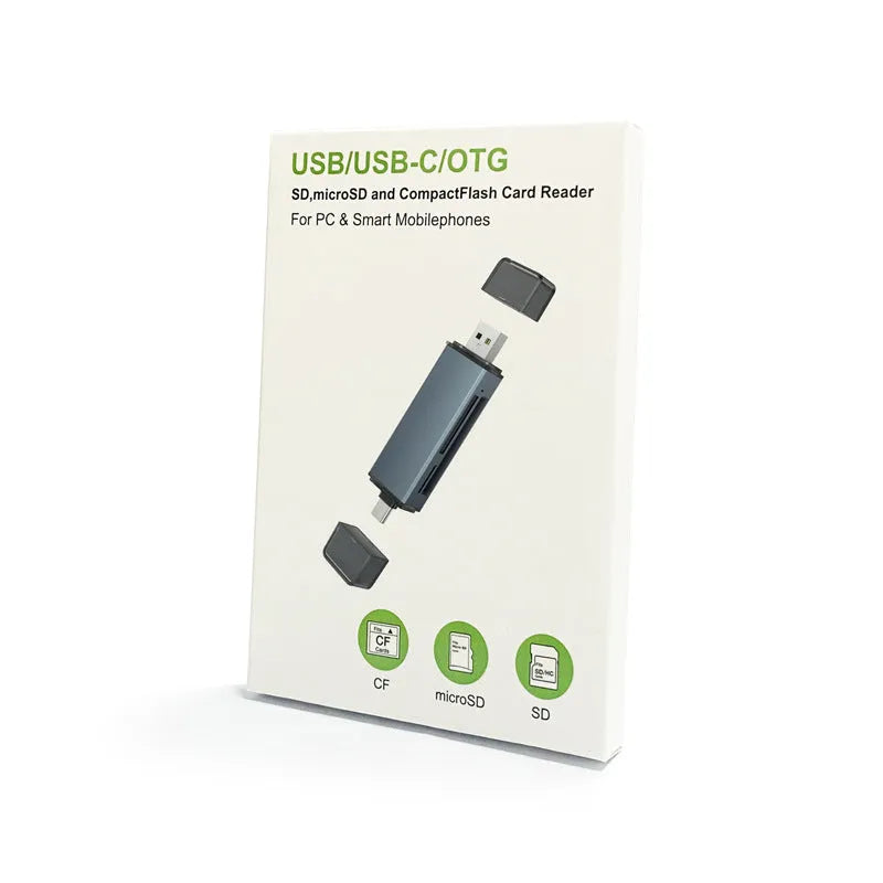 CF SD TF three-in-one memory card reader with aluminium alloy body