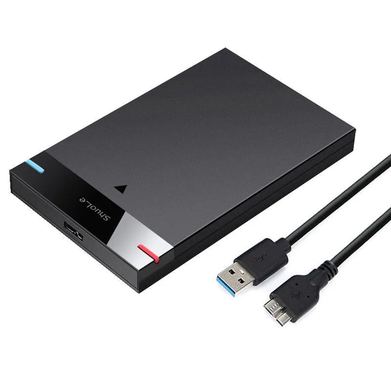 External 2.5-inch SATA USB 3.0 hard drive enclosure in black with PC ABS housing