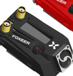 Black Wildfire FPV dual diversity receiver module for FatShark goggles, showing antenna connectors and compact design.
