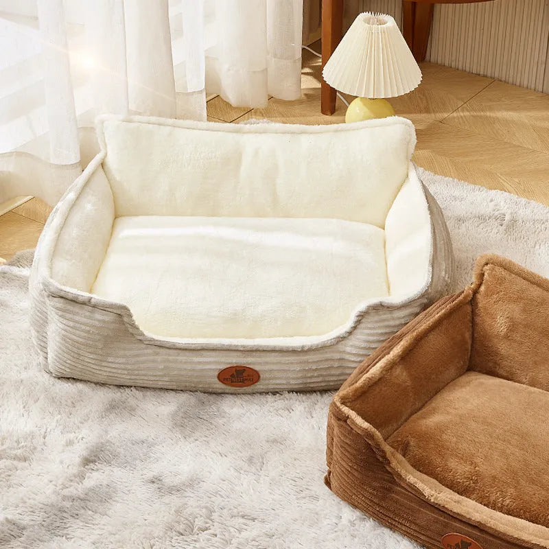 Removable washable pet bed cushion for small medium dogs cats in coffee or white colour