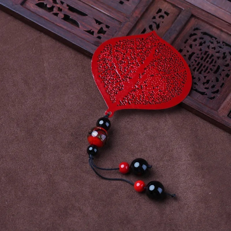 Rose gold electroplated brass bookmark with hollow plating maple leaf design