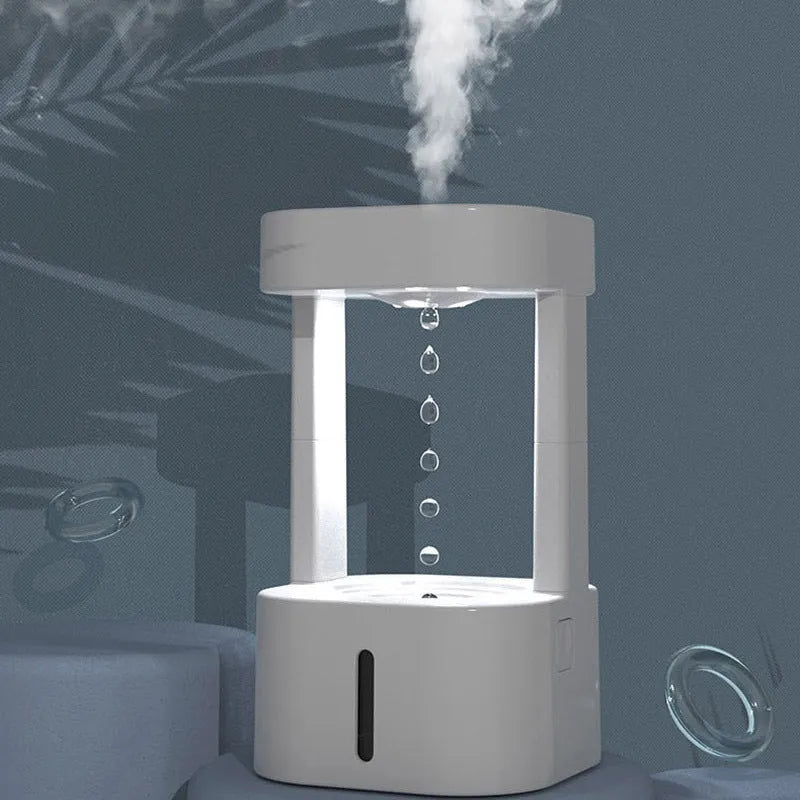 White raining cloud desk humidifier and essential oil diffuser with mushroom lamp night light