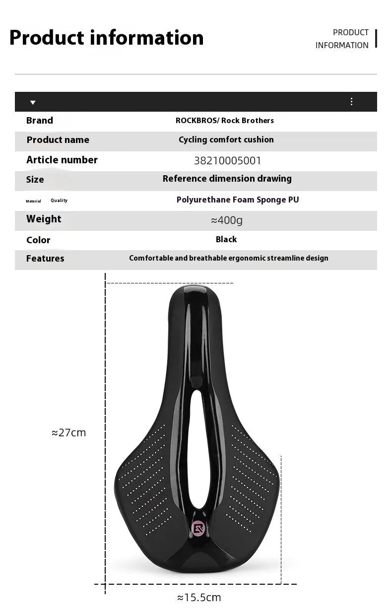 Black and pink mountain bike seat cushion size M with PU foam padding