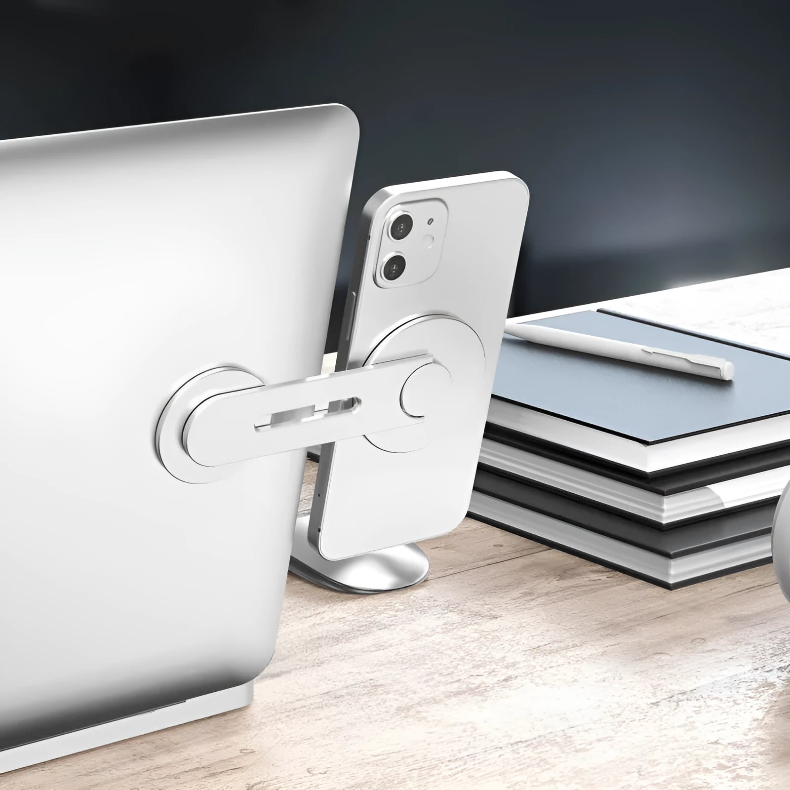 Tesla magnetic suction mobile phone holder in silver or grey with 180-degree flip rotation