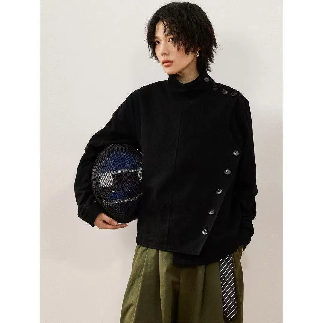 Men's solid colour casual jacket in black or apricot, cotton blend polyester, regular sleeve and regular length, sizes L to 4XL