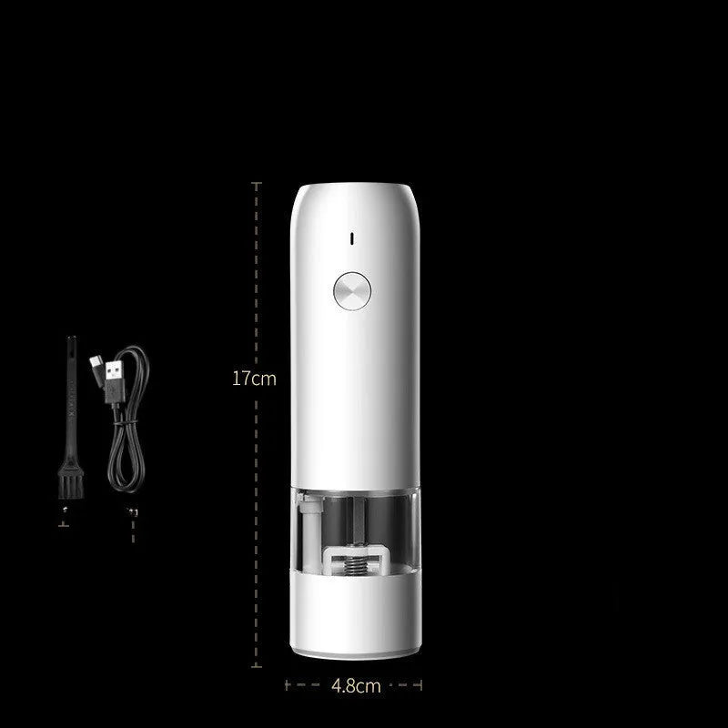 USB rechargeable electric pepper and salt grinder with clear acrylic body and ceramic mechanism