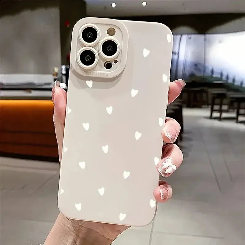 White pupils S039 white heart TPU phone back cover for iPhone showing white heart design on white background