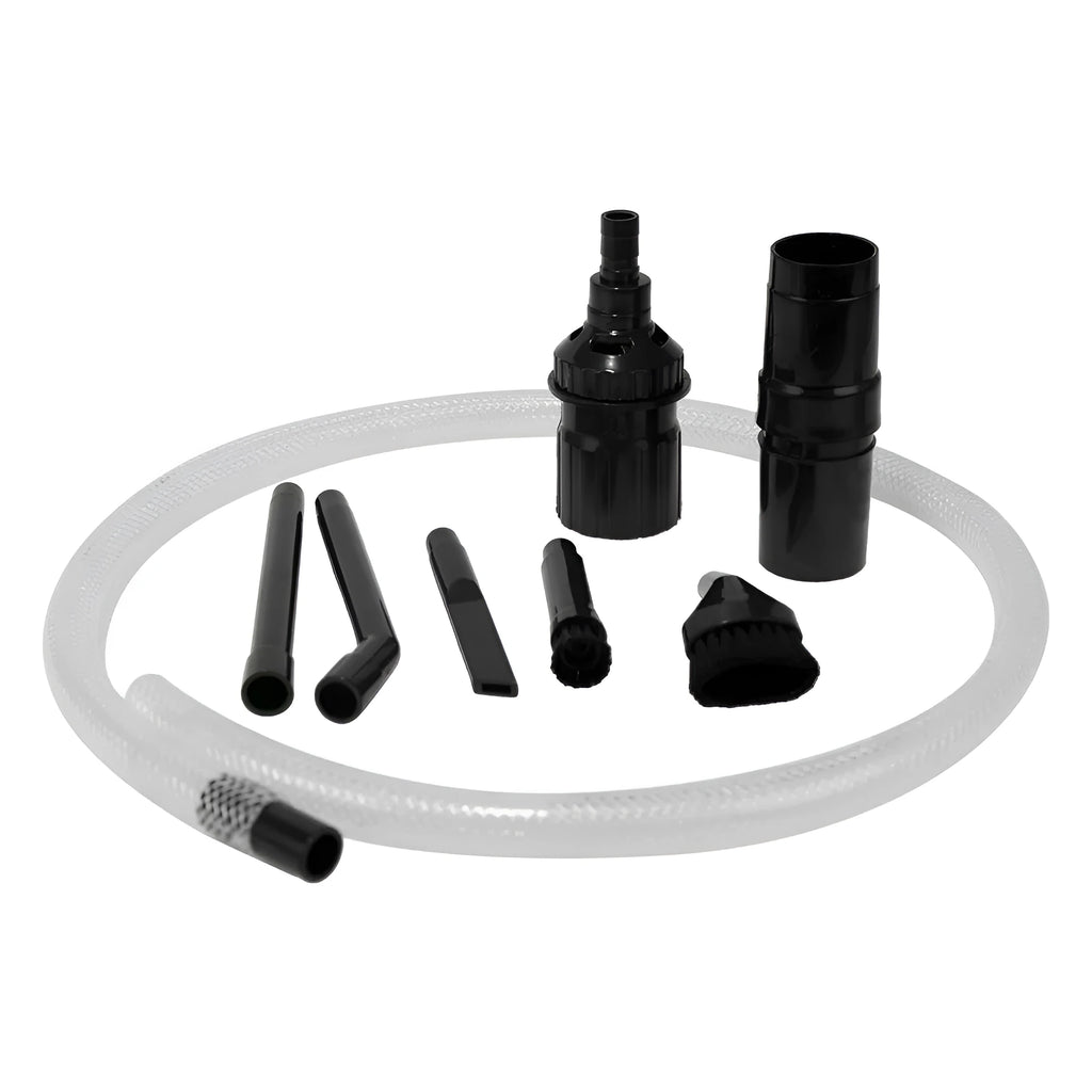 Eight-piece set of small vacuum cleaner suction heads and accessories for cleaning confined spaces