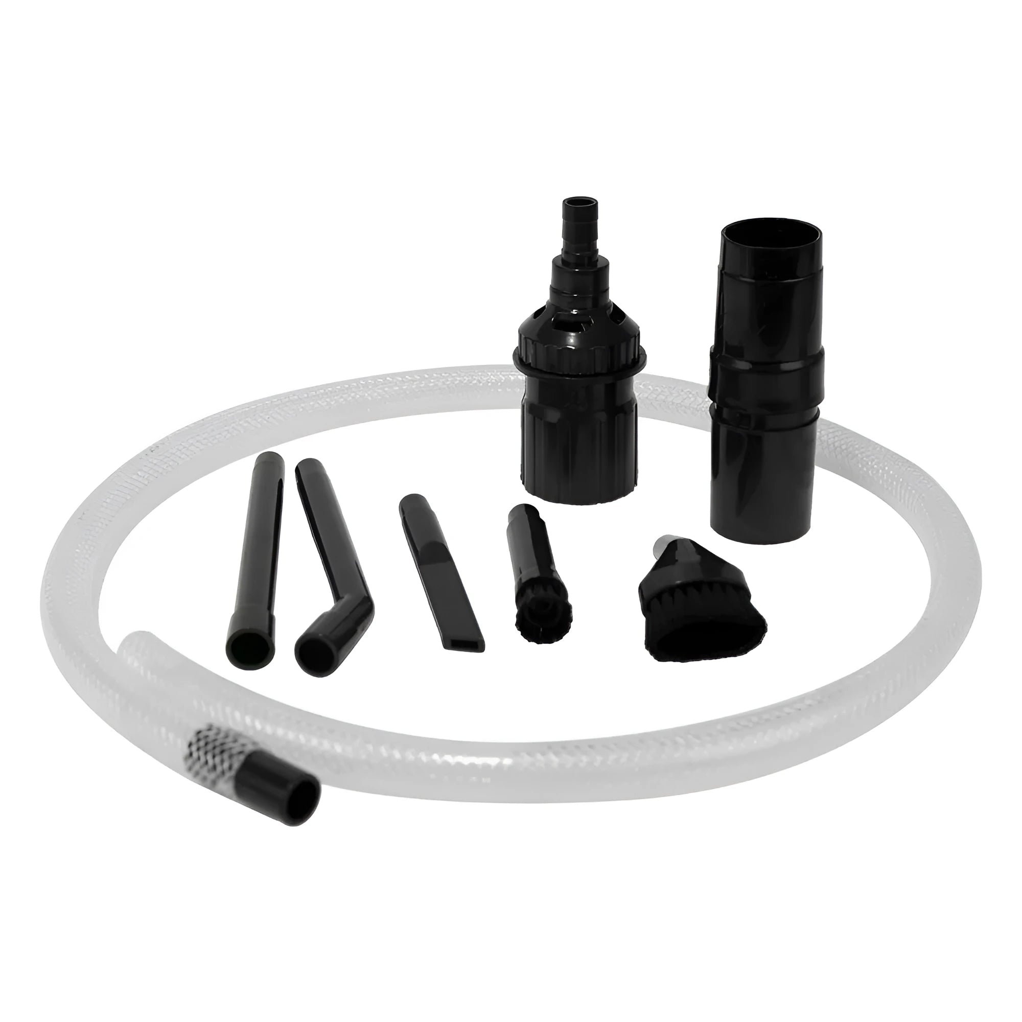 Eight-piece set of small vacuum cleaner suction heads and accessories for cleaning confined spaces
