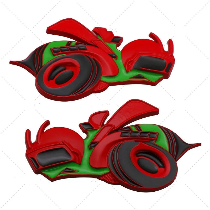 Big Bee zinc alloy car bumper sticker pair in large 11.2 by 6.2 cm size on a vehicle.