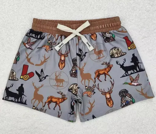 Boys' straight-leg sports casual shorts in polyester fabric, shown in multiple colours.