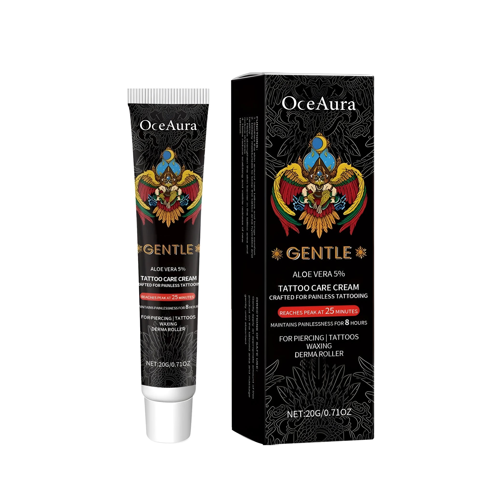 20g tube of unscented tattoo aftercare cream with aloe vera and glycerin for healing tattoos