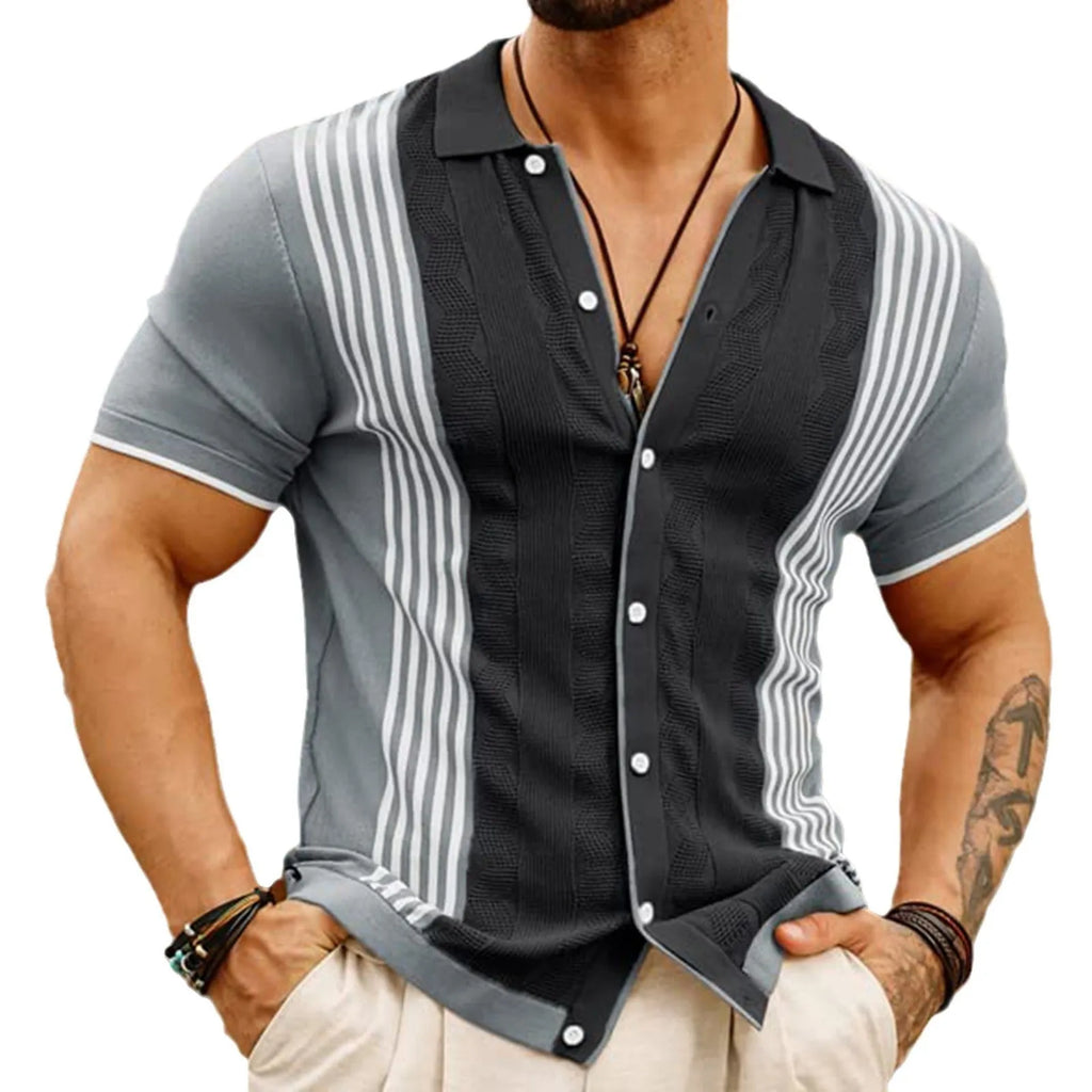 Men's Tencel polo shirt in black or khaki, sizes M to 3XL, business casual style