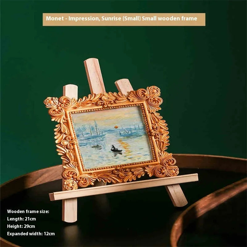 DIY filled oil painting craft kit with epoxy clay base, acrylic paints, and brushes for creating textured Van Gogh or Monet art reproductions.
